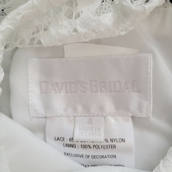 Girls Size 6 David's Bridal Formal White Lace Boho Embroidered Floral Dress - Picture 4 of 6